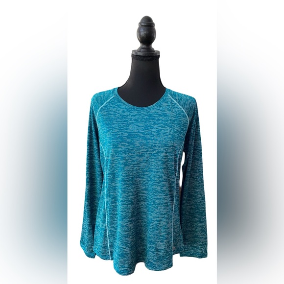 RBX: Brushed Teal Blue and Gray Long Sleeve Activewear Performance Shirt - Picture 1 of 16